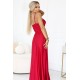 Дълга рокля с цепка в червен цвят 646-3