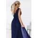 Елегантна дълга рокля в тъмносин цвят 637-3