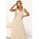 Елегантна дълга рокля в цвят шампанско 637-4