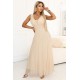 Елегантна дълга рокля в цвят шампанско 637-4