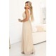 Елегантна дълга рокля в цвят шампанско 637-4