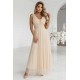 Елегантна дълга рокля в цвят шампанско 637-4