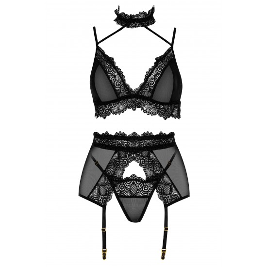 Луксозно секси бельо в черно от три части Velvet Sin