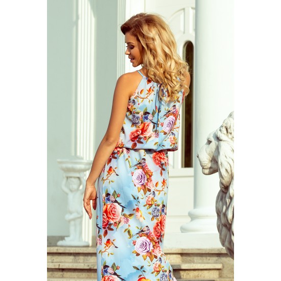 Дълга рокля с десен на цветя 191-5 
