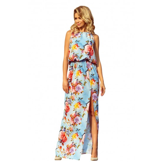 Дълга рокля с десен на цветя 191-5 