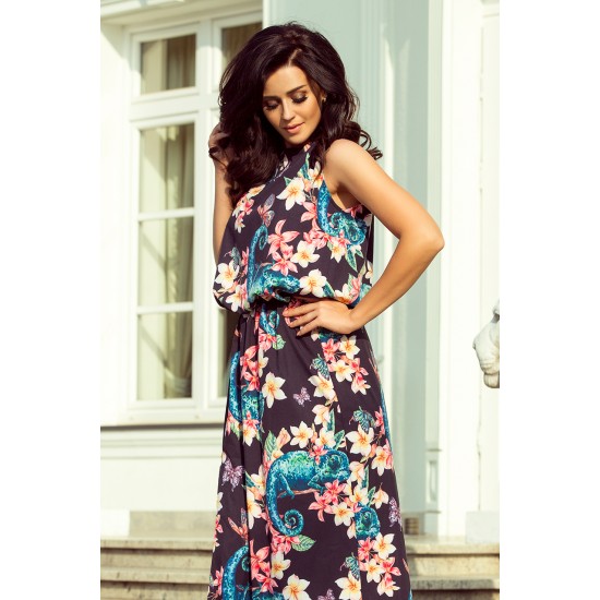 Дълга рокля с десен на цветя 191-3