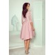 Елегантна асиметрична миди рокля в цвят пудра 210-11