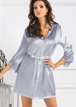 Сатенен халат Eva в сребрист цвят Сатенен халат Eva в сребрист цвят