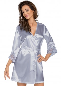 Сатенен халат Eva в сребрист цвят