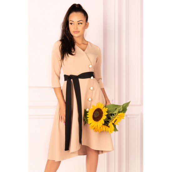 Асиметрична рокля в цвят камел Miramen