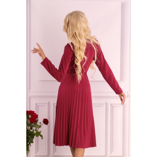 Елегантна миди рокля в червено Hamien