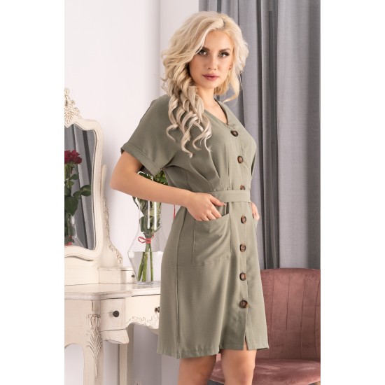 Рокля с къси ръкави в цвят каки Aeerina