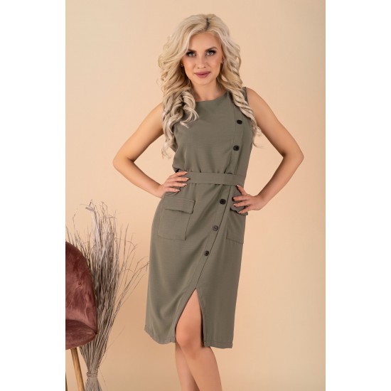 Миди рокля без ръкави в цвят каки Eqalisa Миди рокля без ръкави в цвят каки Eqalisa
