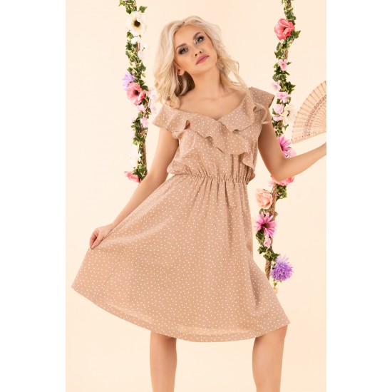 Миди рокля в бежов цвят Violayam Миди рокля в бежов цвят Violayam