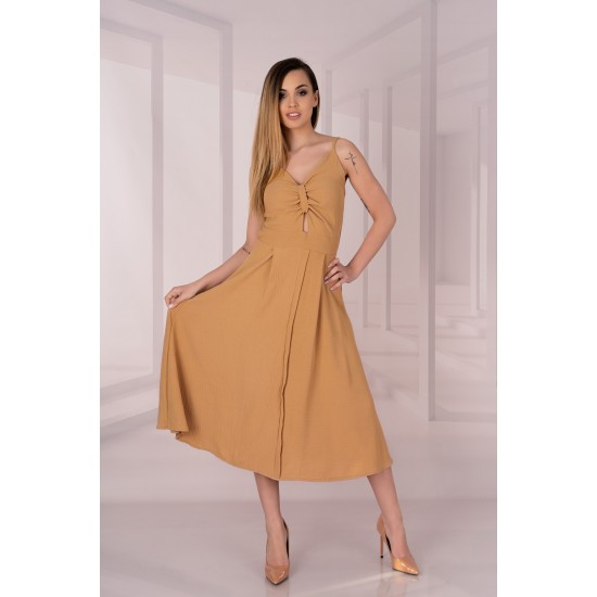 Дълга рокля в цвят камел Molinen D04