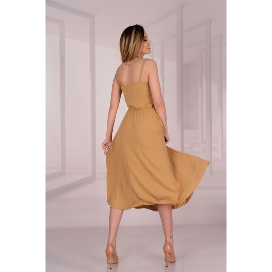 Дълга рокля в цвят камел Molinen D04