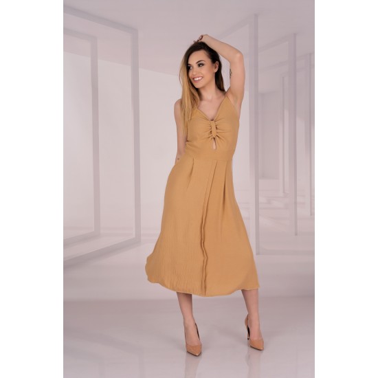 Дълга рокля в цвят камел Molinen D04