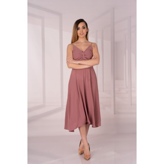 Дълга рокля в цвят пепел от рози Molinen D04