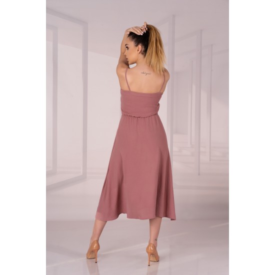 Дълга рокля в цвят пепел от рози Molinen D04