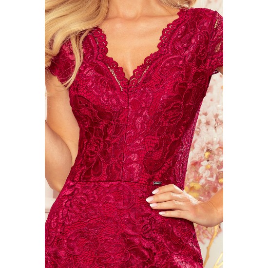 Дантелена рокля в червен цвят 316-5