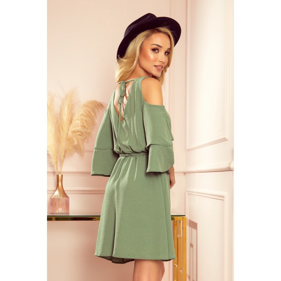 Ефирна рокля в цвят каки 292-6