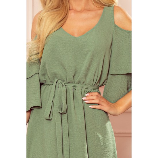 Ефирна рокля в цвят каки 292-6