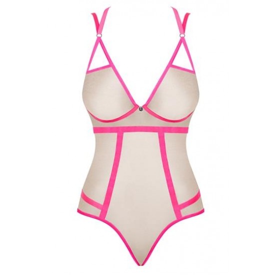 Полупрозрачно секси боди в розово Nudelia 