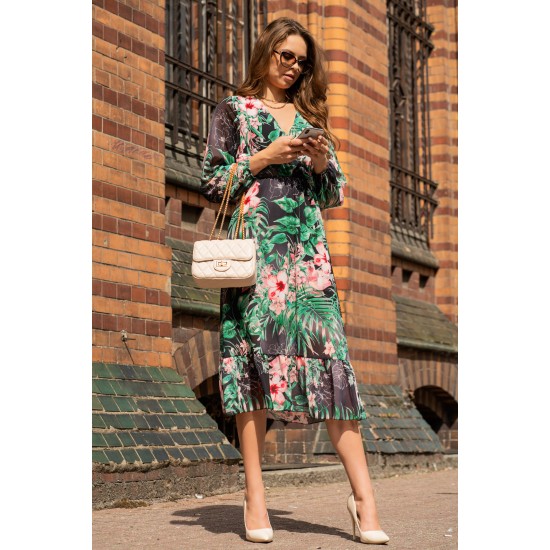 Миди рокля в тропически десен Mirian