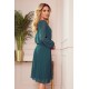 Плисирана рокля с дълъг ръкав в зелен цвят 313-1