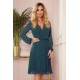 Плисирана рокля с дълъг ръкав в зелен цвят 313-1
