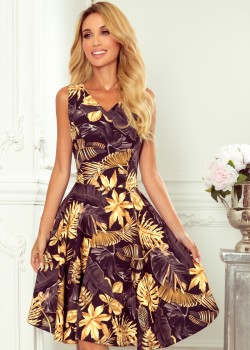 Миди рокля в черен и жълт цвят 114-13