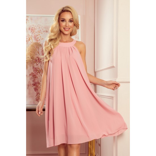 Ефирна рокля в цвят пудра 350-2