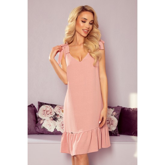 Миди рокля в цвят пудра 306-3
