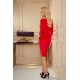 Спортно-елегантна велурена рокля в червен цвят 13-135