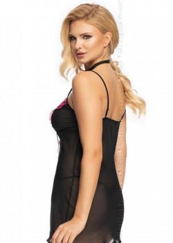 Прозрачна секси нощница с прашки в черен цвят Flavia Прозрачна секси нощница с прашки в черен цвят Flavia