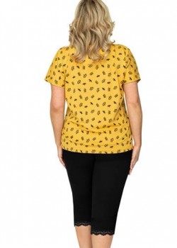 Дамска макси пижама с 3/4 панталон в жълт цвят QUEEN Дамска макси пижама с 3/4 панталон в жълт цвят QUEEN