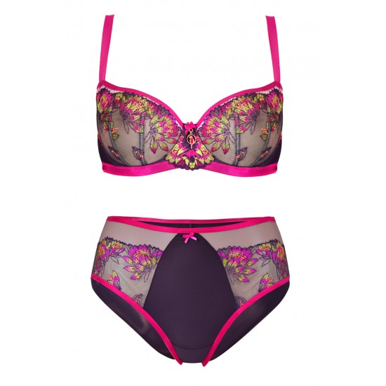 Сутиен с меки чашки с балконетка кройка във виолетово 19084 