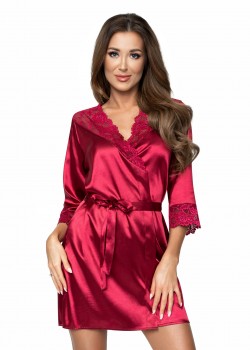 Сатенен дамски халат в цвят бордо Colette