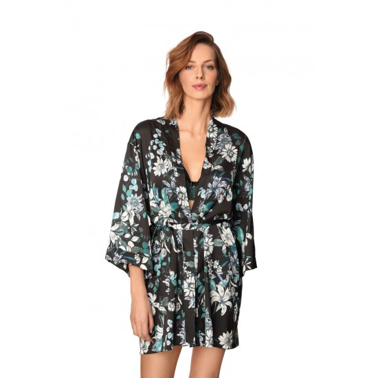 Сатенен халат в зелен цвят XENA