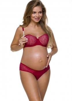 Бикини с дантела в цвят бордо 3115