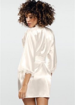 Сатенен дамски халат в цвят екрю Viola Сатенен дамски халат в цвят екрю Viola