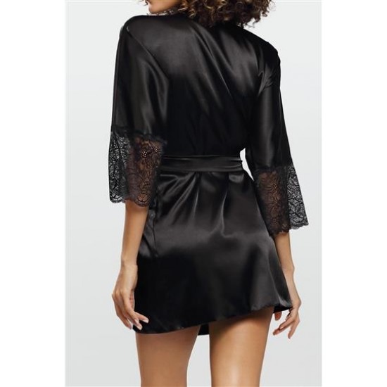 Сатенен дамски халат в черен цвят Judyta Сатенен дамски халат в черен цвят Judyta
