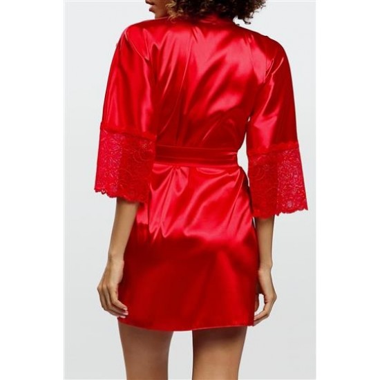 Сатенен дамски халат в червен цвят Judyta Сатенен дамски халат в червен цвят Judyta