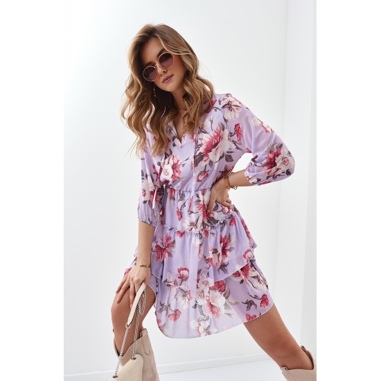 Дамска рокля с 3/4 ръкав в цвят лавандула 21990 Дамска рокля с 3/4 ръкав в цвят лавандула 21990