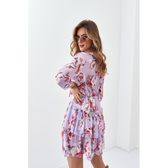 Дамска рокля с 3/4 ръкав в цвят лавандула 21990 Дамска рокля с 3/4 ръкав в цвят лавандула 21990