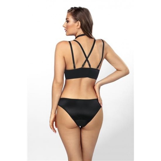 Секси сатенен сет в черен цвят Manon