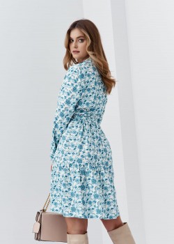 Ефирна рокля с дълги ръкави в син цвят 4171 Ефирна рокля с дълги ръкави в син цвят 4171