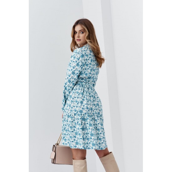 Ефирна рокля с дълги ръкави в син цвят 4171 Ефирна рокля с дълги ръкави в син цвят 4171