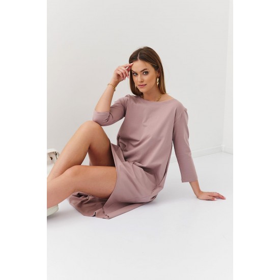 Дамска асиметрична рокля в цвят капучино FK613 Дамска асиметрична рокля в цвят капучино FK613