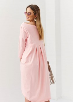 Дамска асиметрична рокля в цвят пудра FK613 Дамска асиметрична рокля в цвят пудра FK613